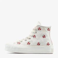کتونی کانورس آل استار Chuck Taylor All Star Lift Rose Cross Stitch سفید زنانه لژدار اورجینال