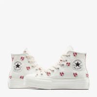 کتونی کانورس آل استار Chuck Taylor All Star Lift Rose Cross Stitch سفید زنانه لژدار اورجینال