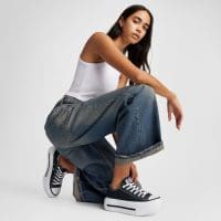 کتونی کانورس آل استار Chuck Taylor Lift Double Stack لژدار مشکی مردانه و زنانه اورجینال