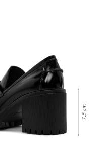 کفش راحتی چرم مشکی پاشنه بلند زنانه دری مد