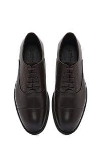 کفش رسمی مردانه قهوه‌ای چرمی بنددار دری مد