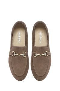 کفش لوفر زنانه خاکستری جیر بنددار دری مد