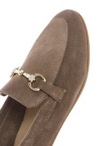 کفش لوفر زنانه خاکستری جیر بنددار دری مد