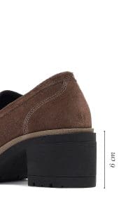 کفش لوفر زنانه خاکستری جیر پاشنه ضخیم دری مد