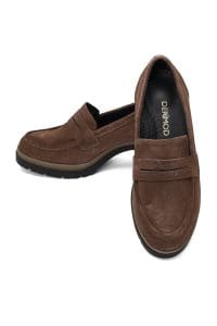 کفش لوفر زنانه خاکستری جیر پاشنه ضخیم دری مد