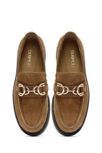 کفش لوفر زنانه خاکی جیر بنددار دری مد