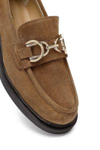 کفش لوفر زنانه خاکی جیر بنددار دری مد