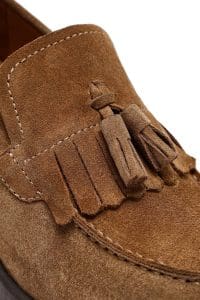 کفش لوفر زنانه خاکی جیر پاشنه ضخیم دری مد