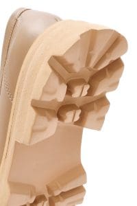 کفش لوفر زنانه خاکی پاشنه ضخیم چرمی دری مد