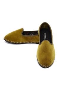 کفش لوفر زنانه سبز پارچه‌ای دری مد