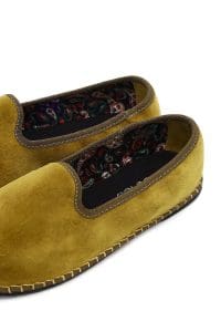 کفش لوفر زنانه سبز پارچه‌ای دری مد