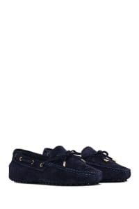 کفش لوفر زنانه سرمه‌ای جیر ریشه‌دار دری مد