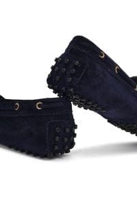 کفش لوفر زنانه سرمه‌ای جیر ریشه‌دار دری مد