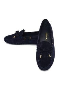 کفش لوفر زنانه سرمه‌ای جیر ریشه‌دار دری مد