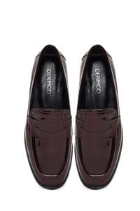 کفش لوفر زنانه شرابی رُگان چرمی دری مد