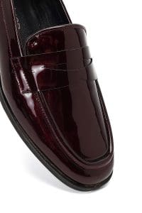 کفش لوفر زنانه شرابی رُگان چرمی دری مد