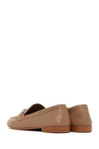 کفش لوفر زنانه صورتی چرمی بنددار دری مد