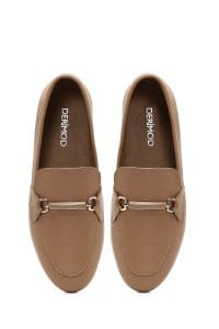 کفش لوفر زنانه صورتی چرمی بنددار دری مد