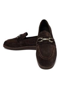 کفش لوفر زنانه قهوه‌ای جیر بنددار دری مد