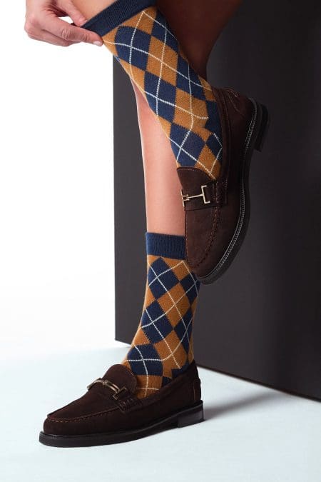 کفش لوفر زنانه قهوه‌ای جیر بنددار دری مد