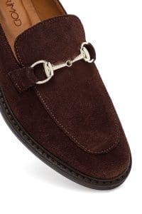 کفش لوفر زنانه قهوه‌ای جیر بنددار دری مد