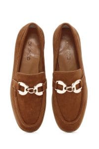 کفش لوفر زنانه قهوه‌ای جیر جزئیات قفل دری مد