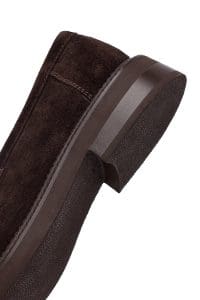 کفش لوفر زنانه قهوه‌ای جیر ریشه‌دار دری مد