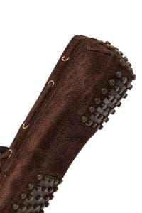 کفش لوفر زنانه قهوه‌ای جیر ریشه‌دار دری مد