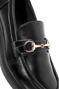 کفش لوفر زنانه مشکی بنددار دری مد