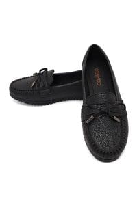 کفش لوفر زنانه مشکی بنددار دری مد