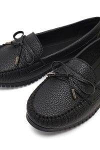 کفش لوفر زنانه مشکی بنددار دری مد