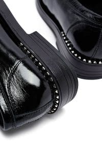 کفش لوفر زنانه مشکی رُگان چرمی دری مد