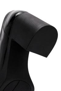 کفش لوفر زنانه مشکی رُگان چرمی پاشنه بلند و ضخیم دری مد