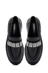 کفش لوفر زنانه مشکی چرمی با اکسسوری دری مد