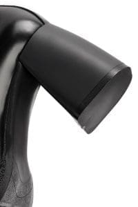 کفش لوفر زنانه مشکی چرمی با تکه‌های پاشنه بلند دری مد