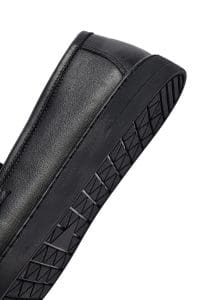 کفش لوفر زنانه مشکی چرمی بنددار دری مد