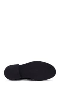 کفش لوفر زنانه مشکی چرمی بنددار دری مد