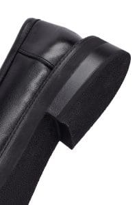 کفش لوفر زنانه مشکی چرمی بنددار دری مد