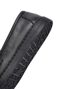 کفش لوفر زنانه مشکی چرمی بنددار دری مد