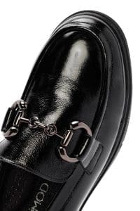 کفش لوفر زنانه مشکی چرمی بنددار راحتی دری مد