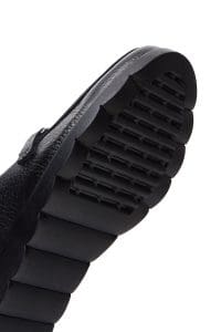 کفش لوفر زنانه مشکی چرمی بنددار پاشنه ضخیم دری مد