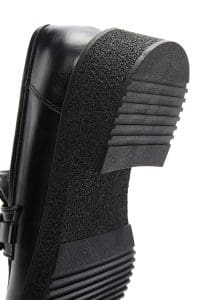 کفش لوفر زنانه مشکی چرمی بنددار پاشنه ضخیم دری مد