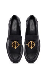 کفش لوفر زنانه مشکی چرمی بنددار پاشنه لژدار دری مد