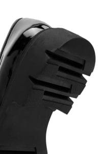 کفش لوفر زنانه مشکی چرمی بنددار پاشنه لژدار دری مد