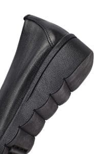 کفش لوفر زنانه مشکی چرمی بنددار پاشنه لژدار دری مد