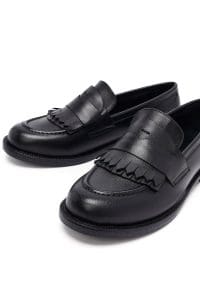 کفش لوفر زنانه مشکی چرمی دری مد