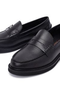 کفش لوفر زنانه مشکی چرمی دری مد