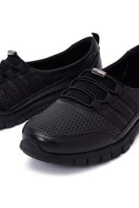 کفش لوفر زنانه مشکی چرمی راحتی دری مد