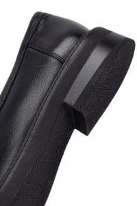 کفش لوفر زنانه مشکی چرمی ریشه‌دار دری مد