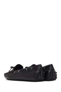 کفش لوفر زنانه مشکی چرمی ریشه‌دار دری مد